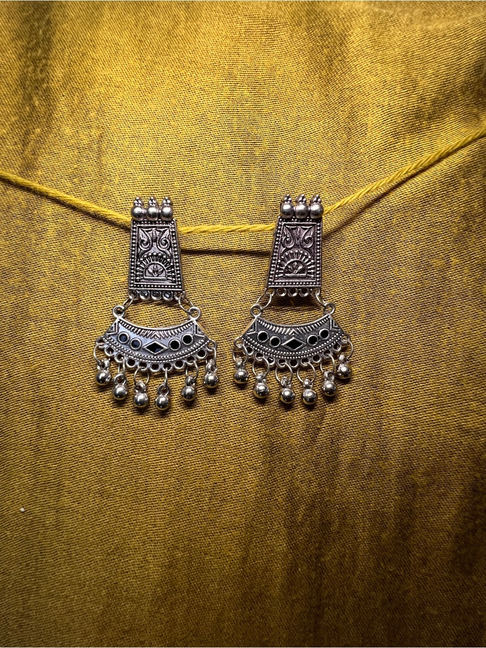 Oxidized Silver-Toned Dangle Chandbali Earrings